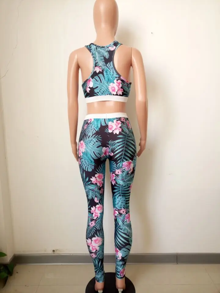 Women Professional Padded Shockproof Sports Bra and Floral Printed Yoga Pants Gym Jogging Stretch Workout 2 PCS Running Set | Спорт и