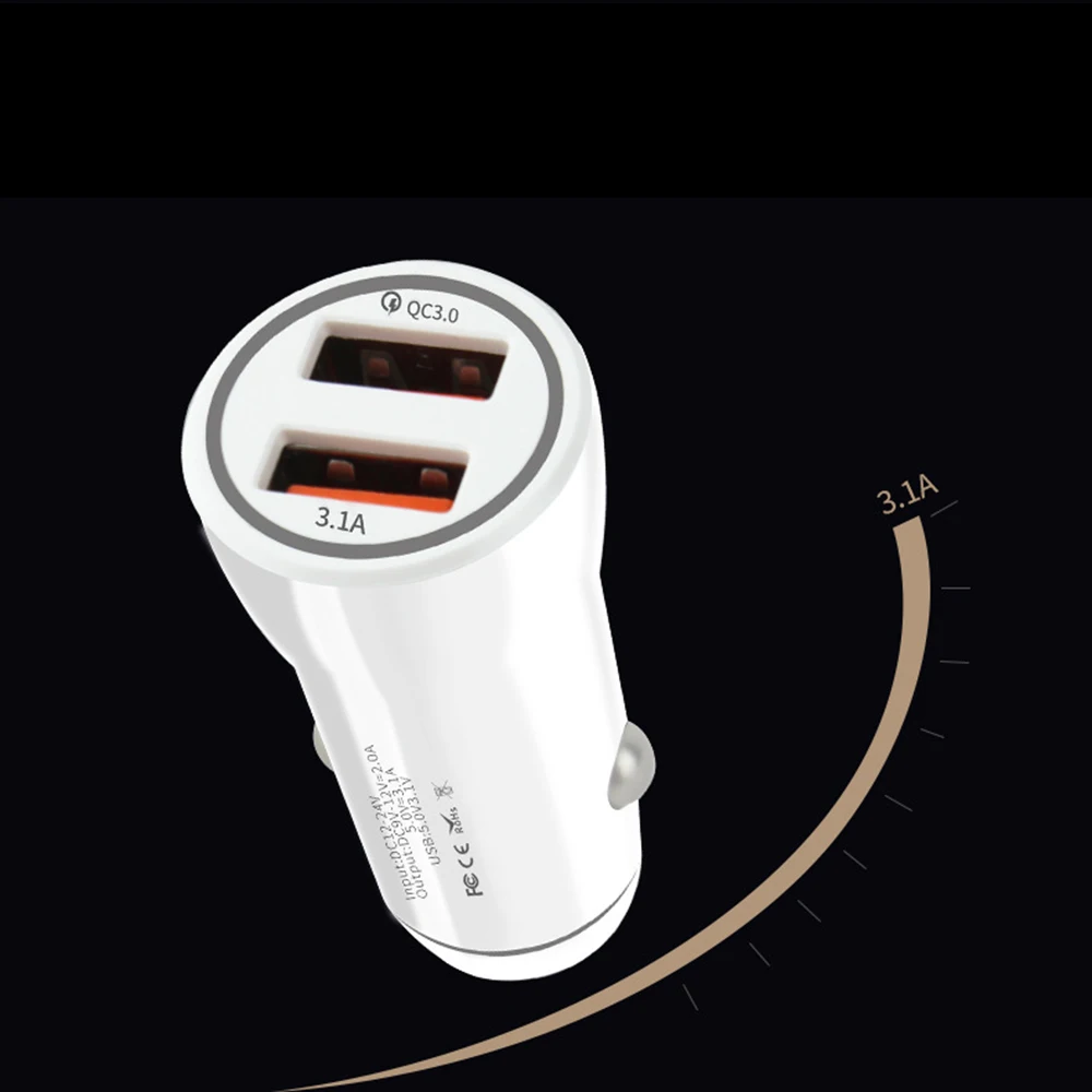 1 шт мини автомобиль Зарядное устройство 2 USB с двойным портом 3.1A адаптер быстрая
