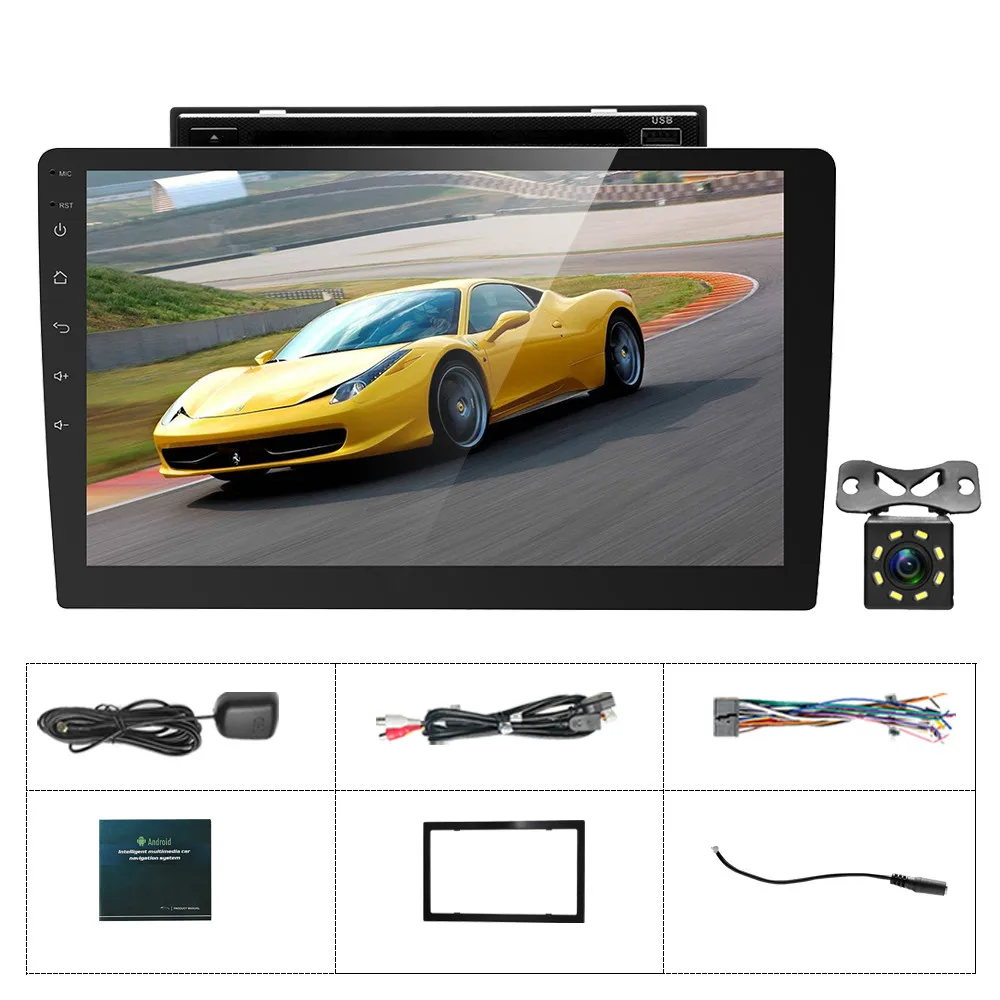 With 8 LED Camera Hikity 10," 2 din автомагнитола Android gps навигация Wifi Автомобильный мультимедийный dvd-плеер с зеркальной связью Поддержка камеры заднего вида - Цвет: With 8 LED Camera