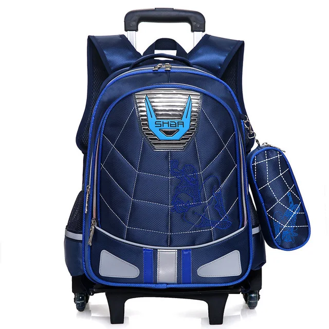 Deep Blue 2 Wheels Детские водонепроницаемые школьные ранцы для мальчиков на колесиках, Детский рюкзак на колесиках, студенческие багажные сумки, Mochila Infantil - Цвет: Deep Blue 2 Wheels