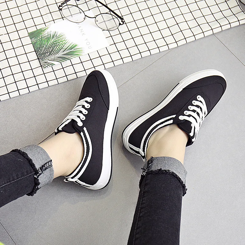 Женская парусиновая обувь на плоской подошве zapatillas deportivas mujer повседневная белого
