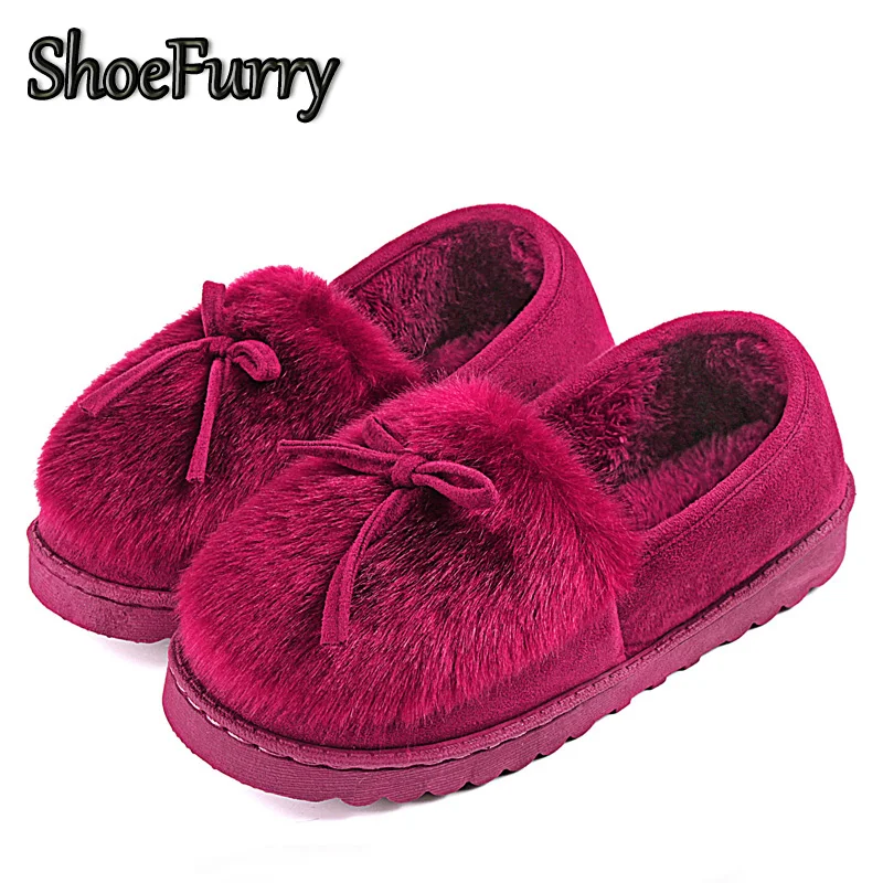 Меховые зимние меховые тапочки для женщин хлопковая обувь женские теплые