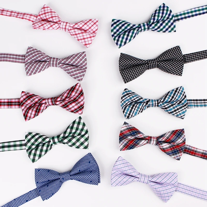 

2018 New Fashion Casual Kids Cotton Plaid Bow Tie Butterfly Cravat Tuxedo Bow Necktie for Boy Girls