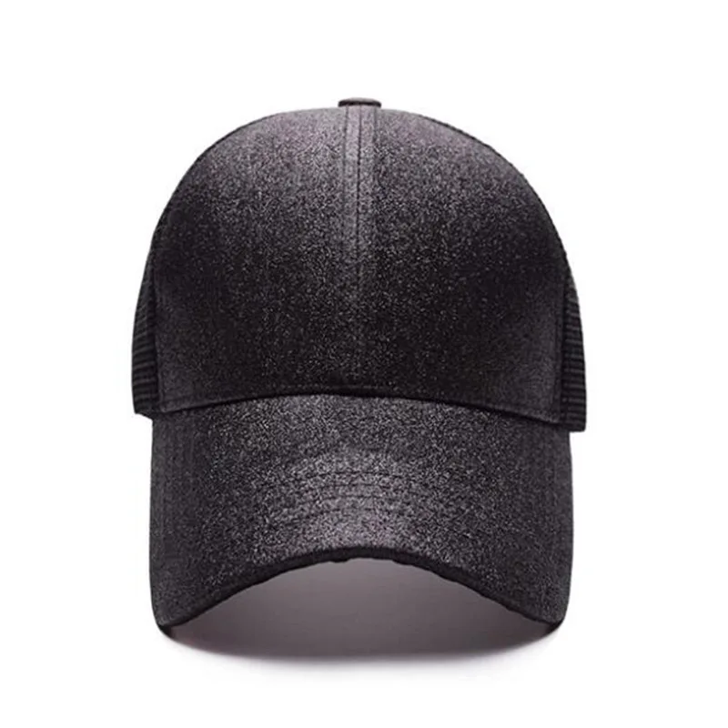 IOTTG WholeSale Drop Shipping CC Glitter Ponytail Baseball Cap Women Sports Messy Bun Girls Mesh Snapback Hat |