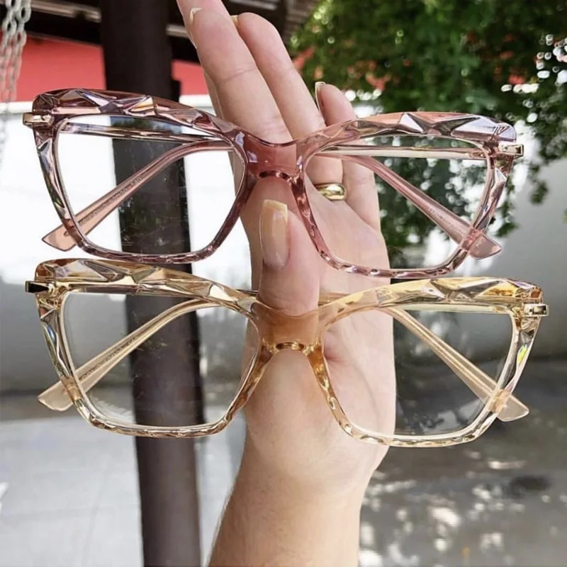 Женские брендовые элегантные очки кошачий глаз Модные прозрачные с кристаллами