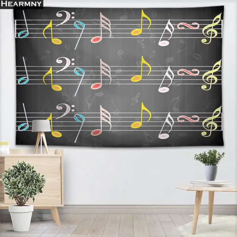 Тканевый задний фон гобелен настенный под заказ музыкальная нотка спальня