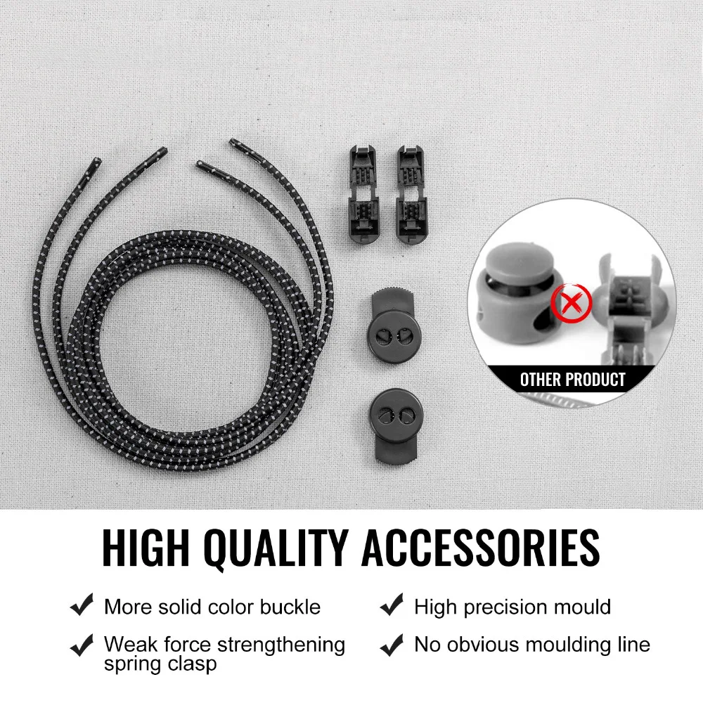 Reflective Lock lace 6 colors a pair Of Locking Shoe Laces Elastic Sneaker Shoelaces Shoestrings Running/Jogging/Triathlon