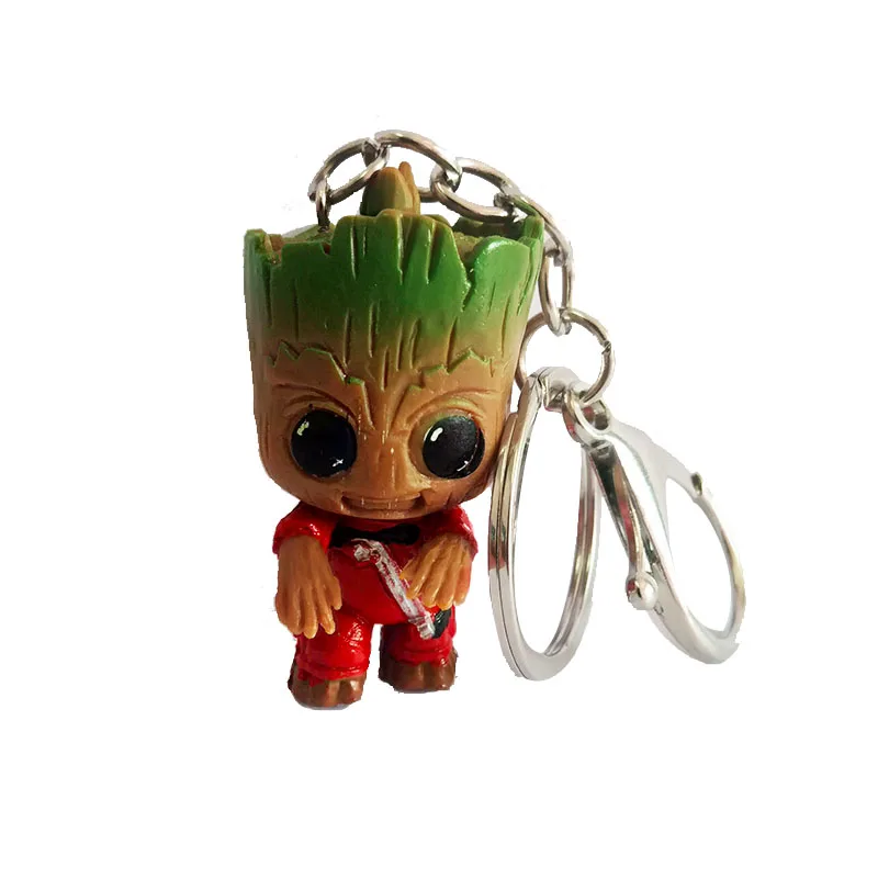 White Groot брелок Фигура Мстителей кулон милый брелок для ключей автомобиля Брелки marvel модные ювелирные изделия подарок для мужчин wo мужчин детей - Цвет: White