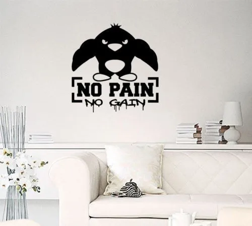 

Gym Vinyl Wall DecalNo Pain No Gain Fitness Sports Muscled Bodybuilding Mural Wall Sticker Fitness Centre Room Home Decoration