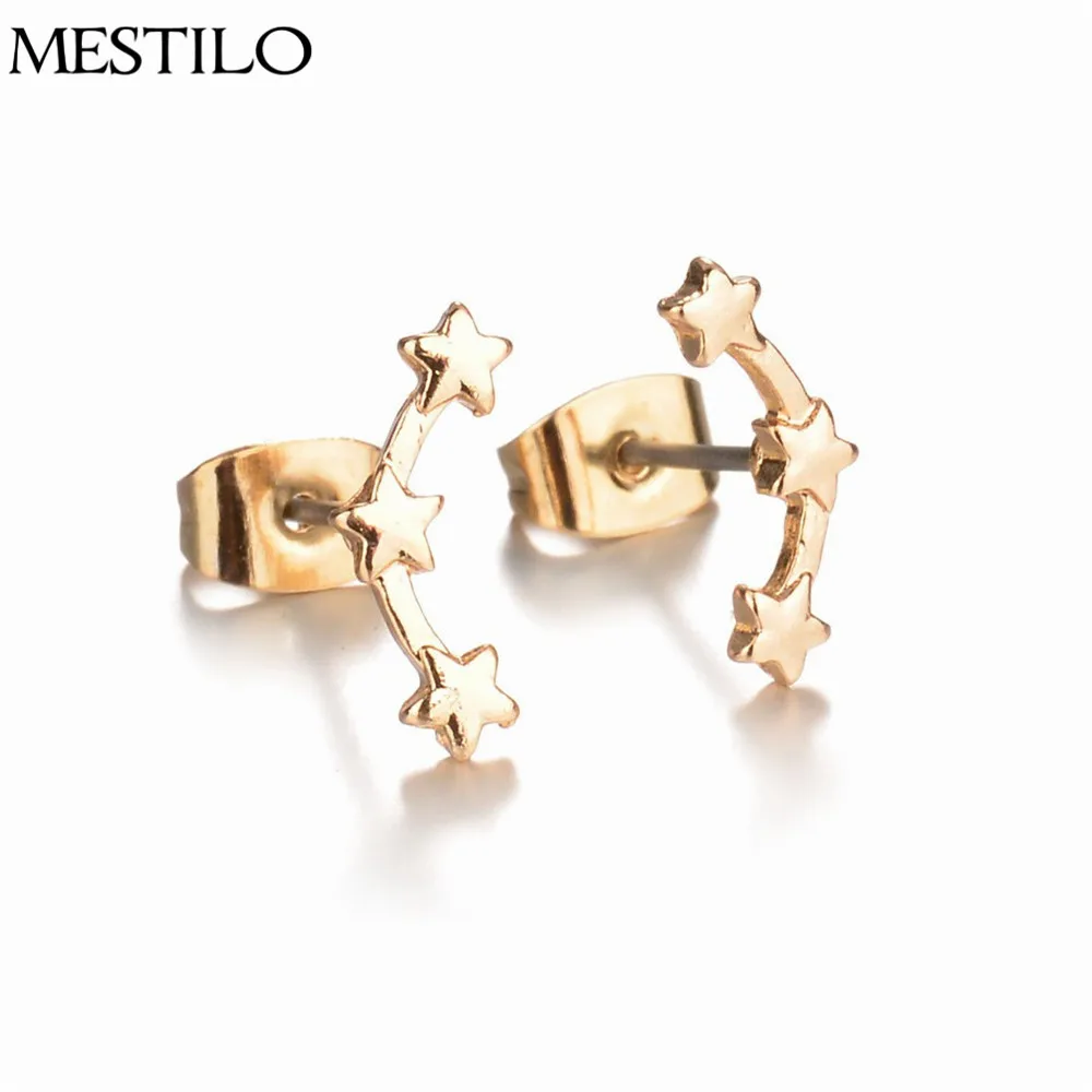 Mestilo Мода дизайн цвета: золотистый серебристый Симпатичные три крошечные звезды