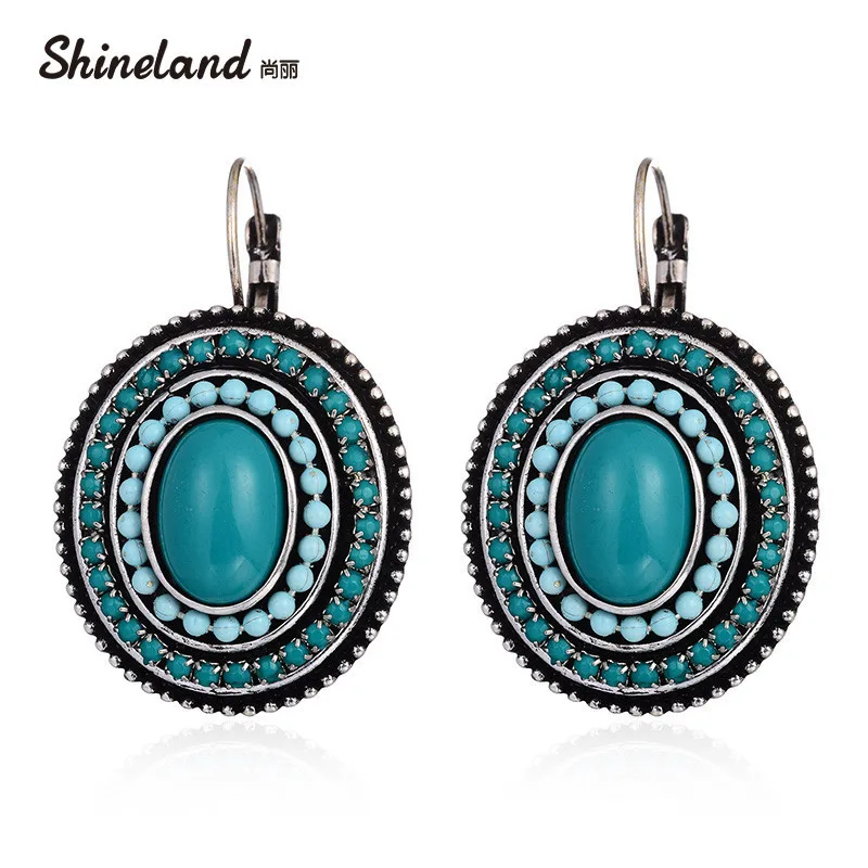 Shineland рождественские подарки женские Модные Винтажные богемные круглые синие