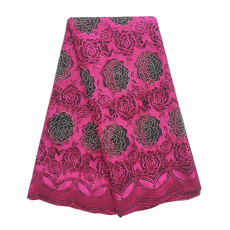 WorthSJLH нигерийская французская африканская кружевная ткань Fushia розовая
