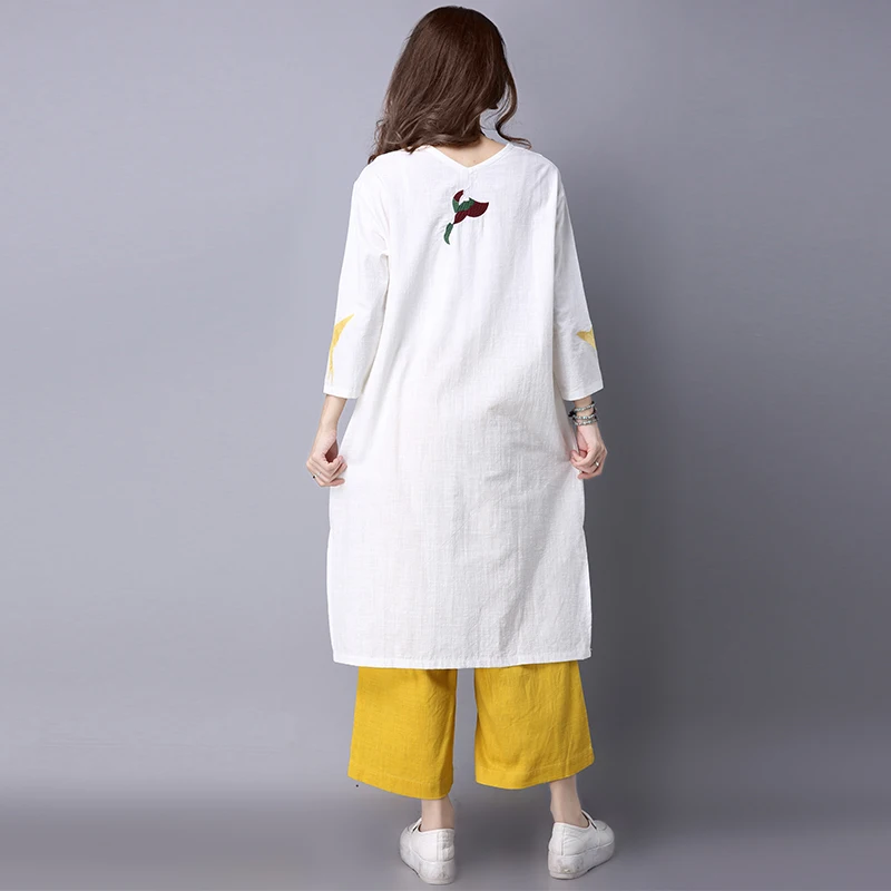 Осень 2017 г. Повседневное Для женщин Платья для Вышивка Твердые свободные плюс