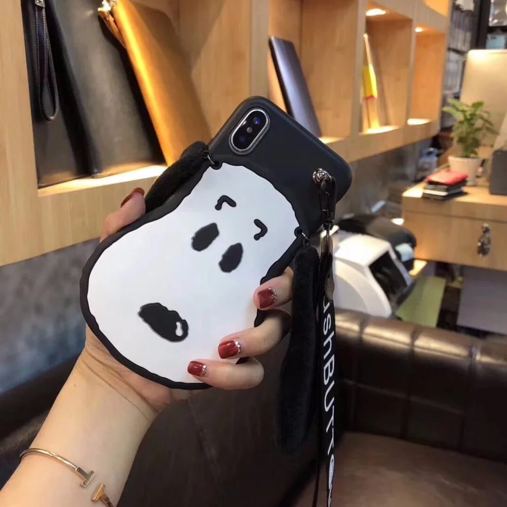 Lovely 3D Dog Phone Case for iPhone X XR XS Max Soft Silicone Cute Puppy Hand Rope Back Cover case 7 8 Plus 6 6S |