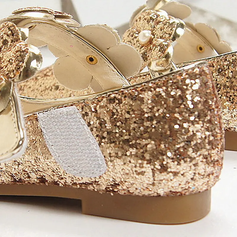 Туфли на плоской подошве для девочек с цветами кожаные туфли принцессы свадебные