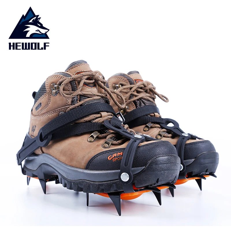 

Hewolf 10-Teeth Adjustable Climbing Crampons Bundled Pro Anti-Skid Fishing Hiking Ice Climbing Skid shoe Cover sport Equipment