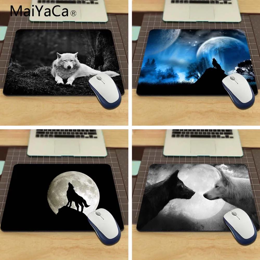 

MaiYaCa Animals Grayscale Wolves Funny Custom Mouse Pad for Size 18*22cm and 25*29cm
