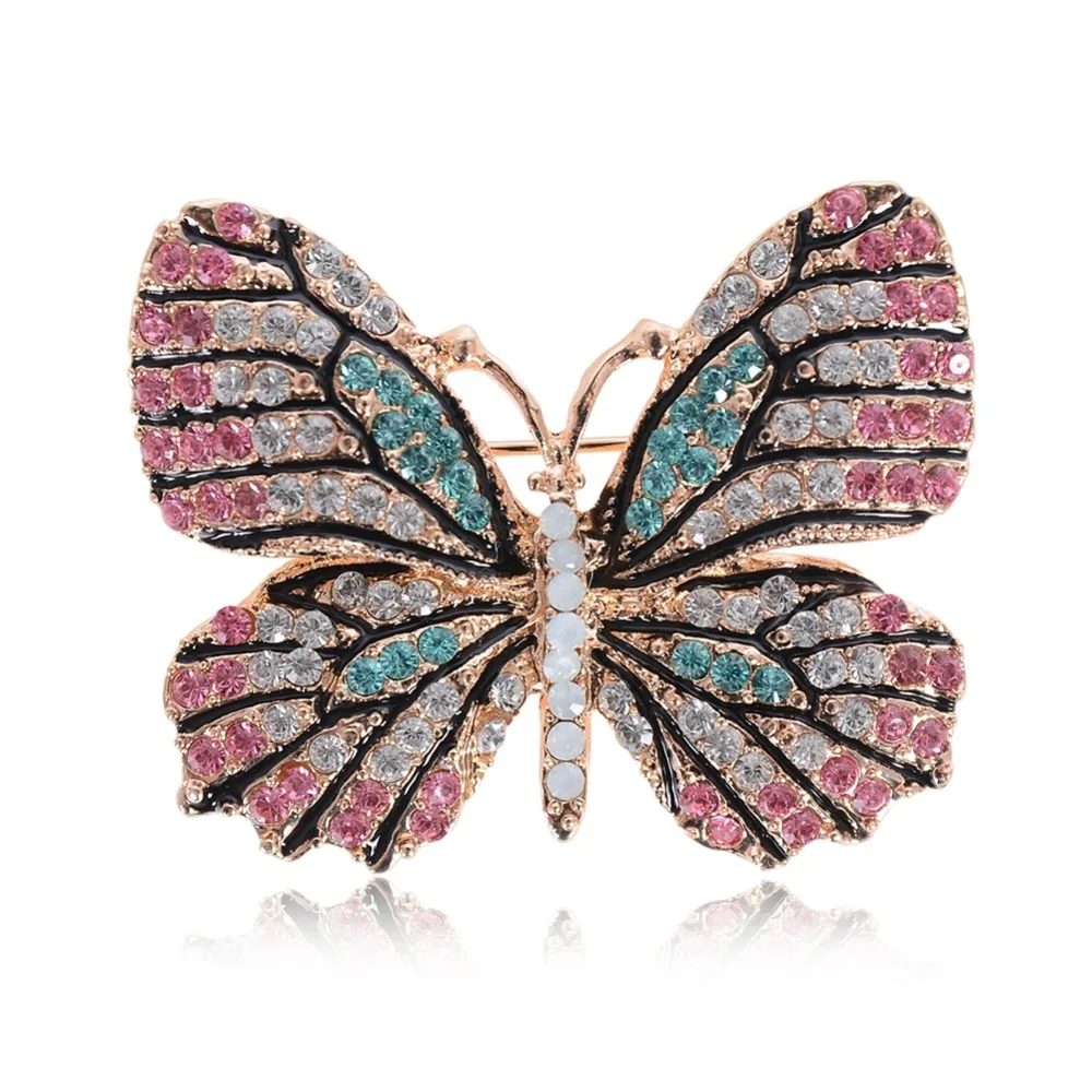 

Elegant Full Rhinestone Butterfly Brooch Pins For Women Men Party Jewelry Accessories Lapel Brooches 3 Colors