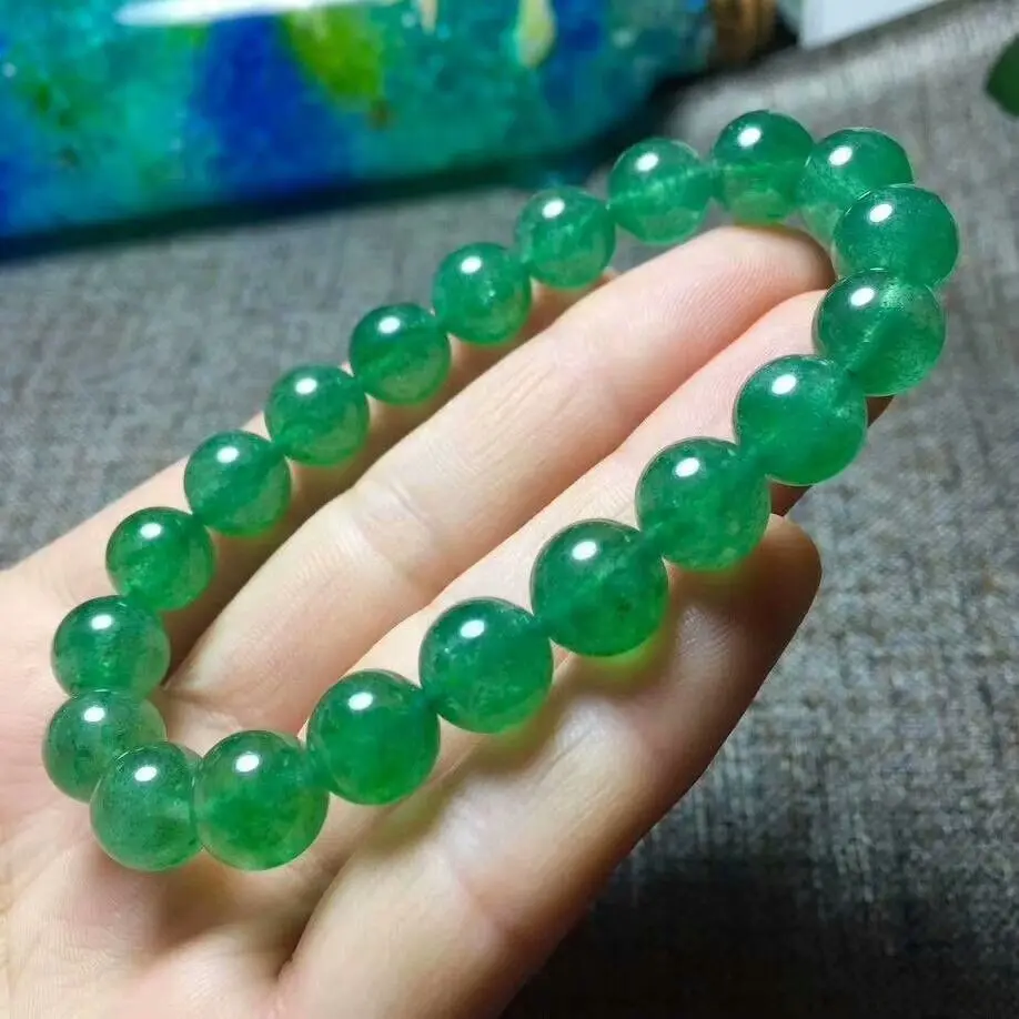 

Natural Green Ice Strawberry Quartz Crystal Bracelet AAA 10-9mm