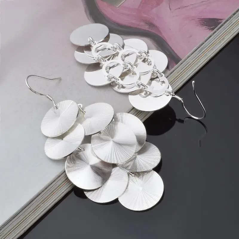 Pendientes, Стерлинговое серебро, ювелирные изделия, женские серьги, 925, brincos plata, длинные, orecchini oorbellen, для женщин, 14, ювелирное изделие, лист, серебро, uu