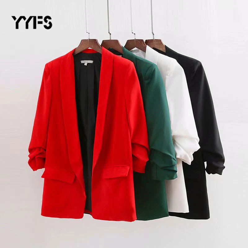 

Blazer Women 2020 Autumn High Street Long Sleeve Female Casual Outwear Solid Color Jackets Casual Blazer Mujer Fashion Coats