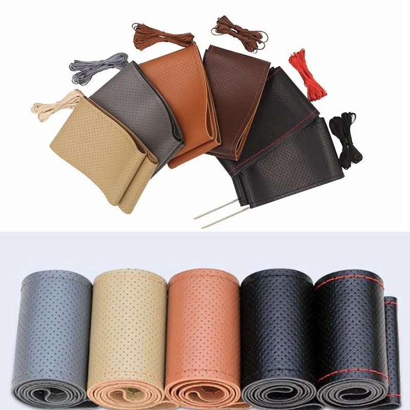 Чехол для руля 38 см чехлы из натуральной кожи BENZ AUDI BMW SEAT FORD HONDA SUZUKI SUBARU VOLVO|leather