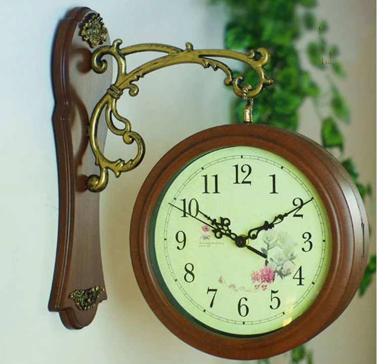 Двухсторонние настенные часы ностальгические французские винтажные украшения