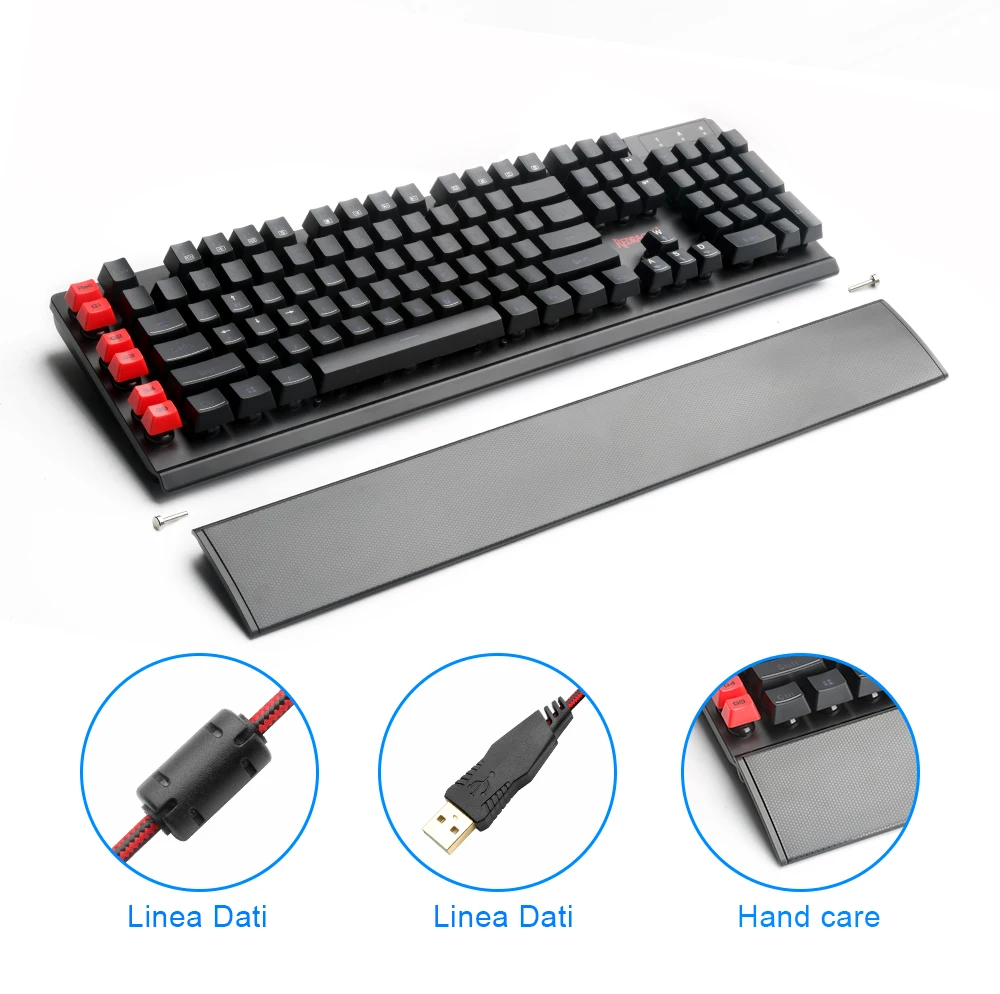 Redragon K505 USB игровая Мембранная Клавиатура эргономичный 7 цветов светодиодный подсветка клавиш полный ключ анти-ореолы 104 проводной компьютер геймер ПК
