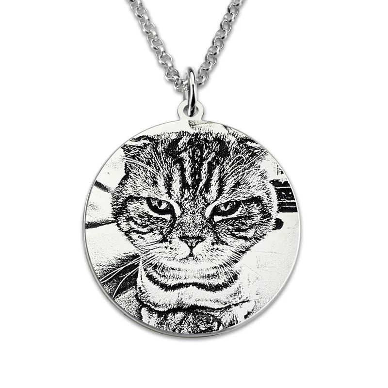 Ожерелье из серебра 925 пробы с фото гравировкой|engravable jewelry|jewelry wholesalewholesale jewelry |