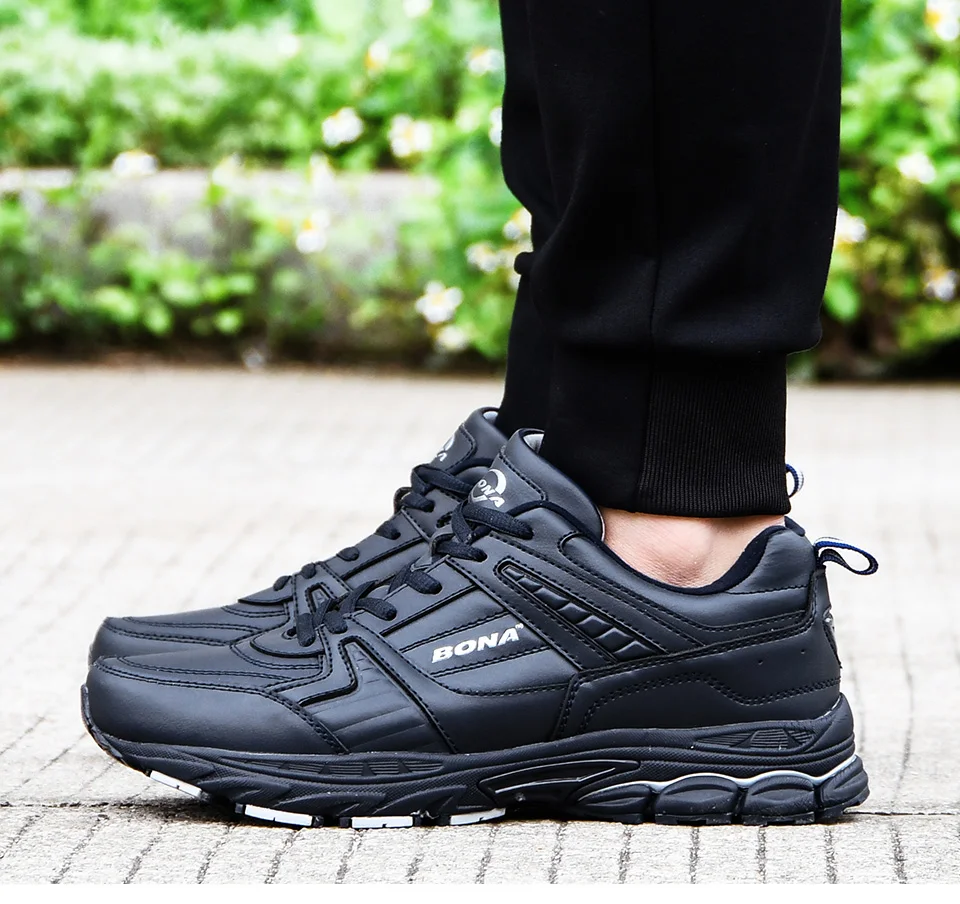 BONA/Новинка года; дизайнерская обувь; chaussure homme; уличная Мужская обувь для бега; кожаные кроссовки; Мужская Спортивная обувь; мужские кроссовки для бега и бега