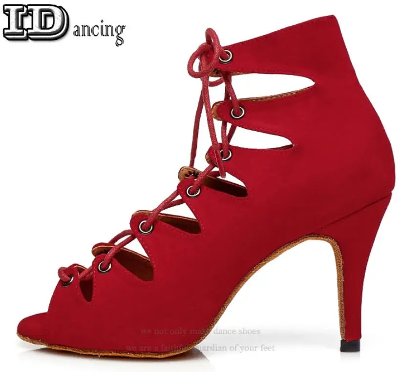 as picture heel 6cm Танцевальная обувь для латинских танцев, сальсы, красного цвета, обувь для взрослых, Женская Обувь для бальных танцев, обувь для латинских танцев Rumba Cha, тонкая удобная обувь JuseDanc - Color: as picture heel 6cm