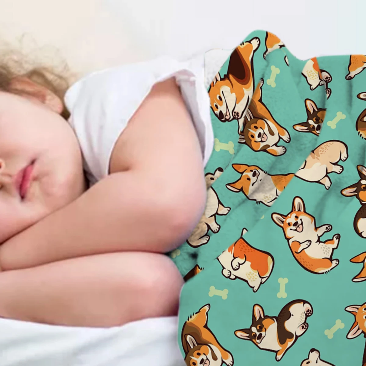 Jolly Corgis в зеленом пледы одеяло, домашнее украшение собака и Кость Теплый микрофибры одеяло s для спальни
