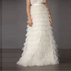 Женская фатиновая юбка в пол, длинная юбка цвета слоновой кости с оборками, юбка для фотосессии