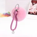 Милый брелок Hello Kitty, женская кожаная цепочка для ключей, сумка, очаровательный меховой шар, помпон, брелок для ключей, автомобильный брелок, подвеска