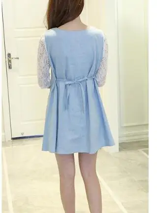 Одежда для беременных модное летнее Новое поступление ажурное кружевное синее