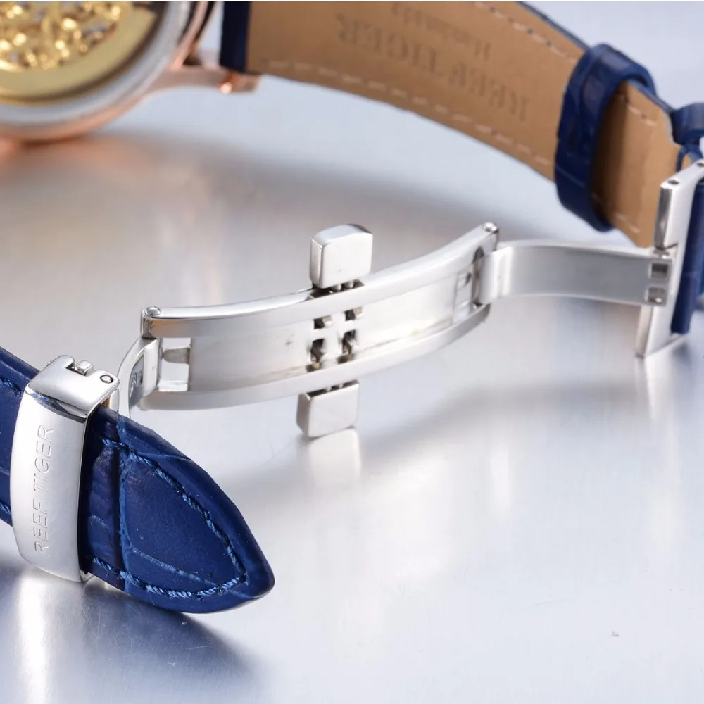 Риф Тигр Роскошные брендовые Дизайнерские мужские часы с скелетом Reloj Hombre