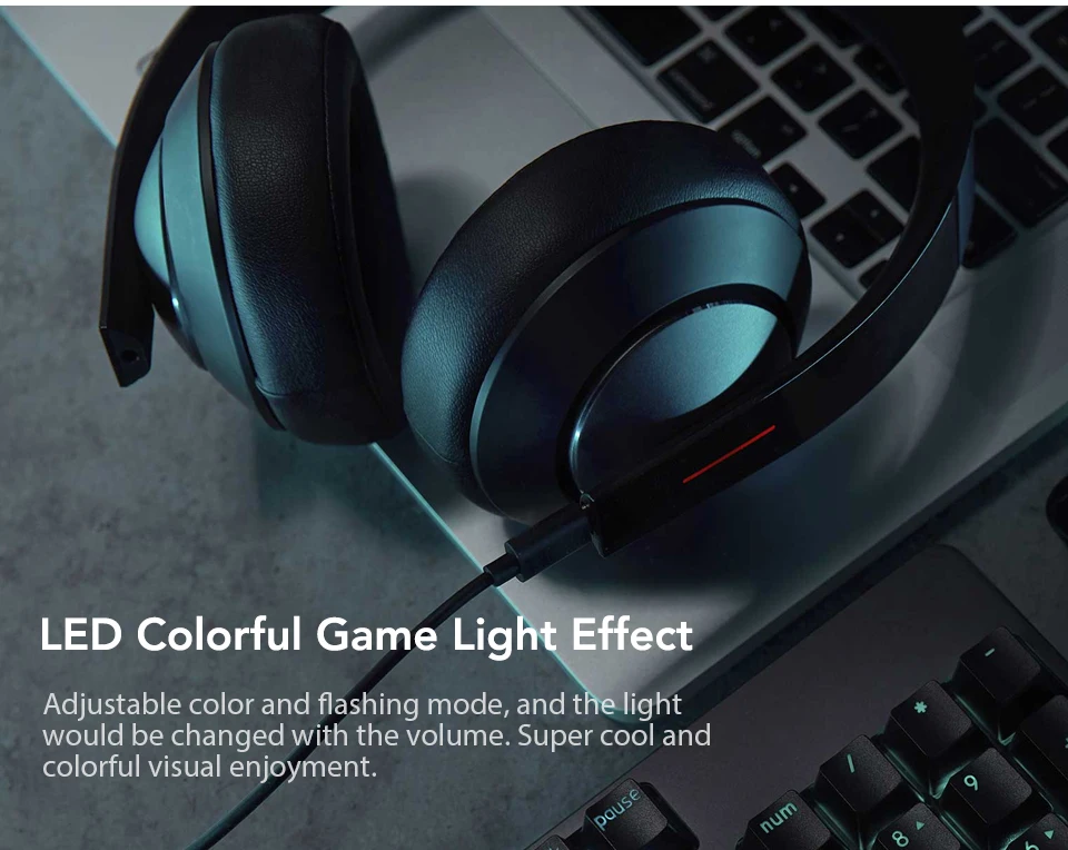 Xiaomi игровая гарнитура 7,1, объемный звук, Grephene светодиодный, наушники с двойным микрофоном, шумоподавление, тяжелый бас, стерео для ПК