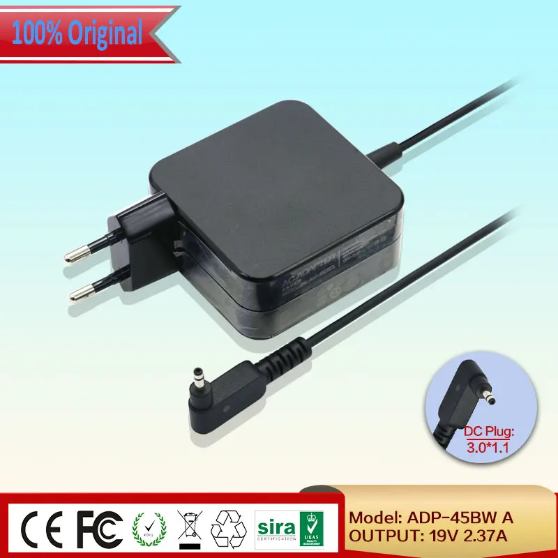100% оригинал ЕС Plug 19 V 2.37A 45 W 3 0*1 1 мм ADP 45BW ноутбук адаптер переменного тока для Asus UX301