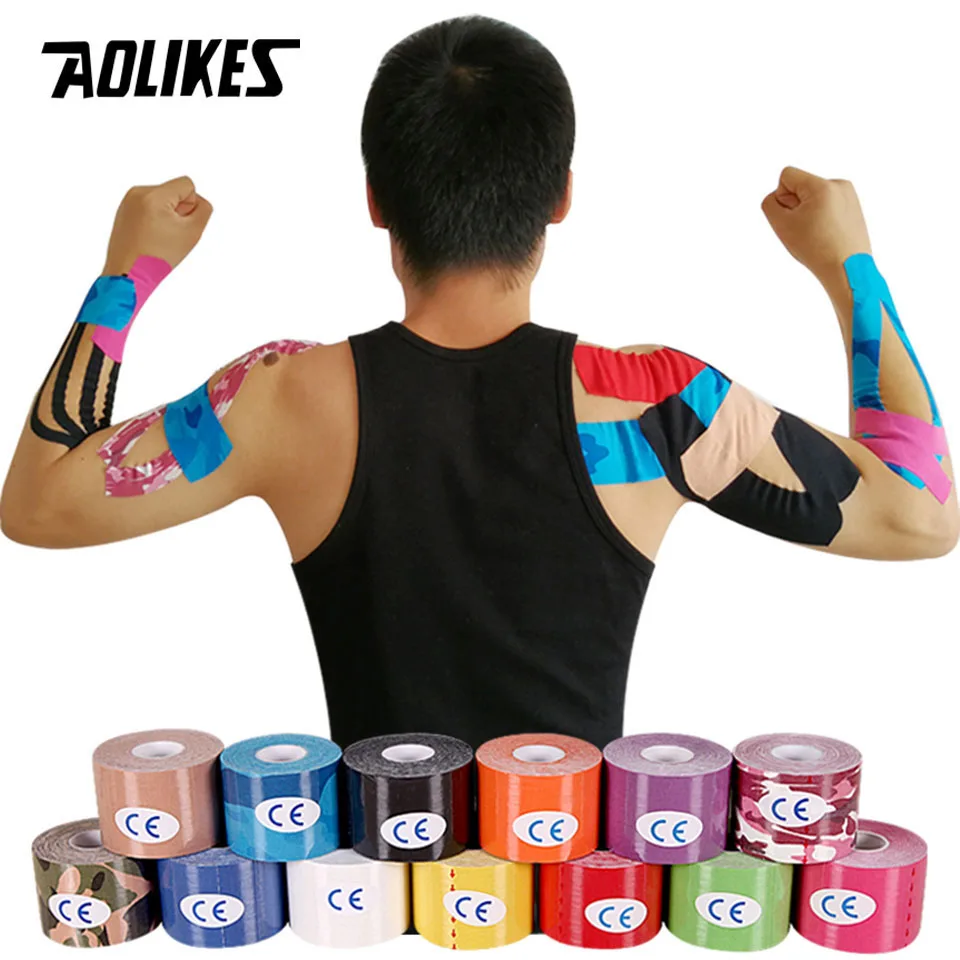 AOLIKES 2 размеры Kinesiology клейкие ленты дышащие водостойкие спортивные восстановления спортивные фитнес теннис колено для снятия боли в мышцах