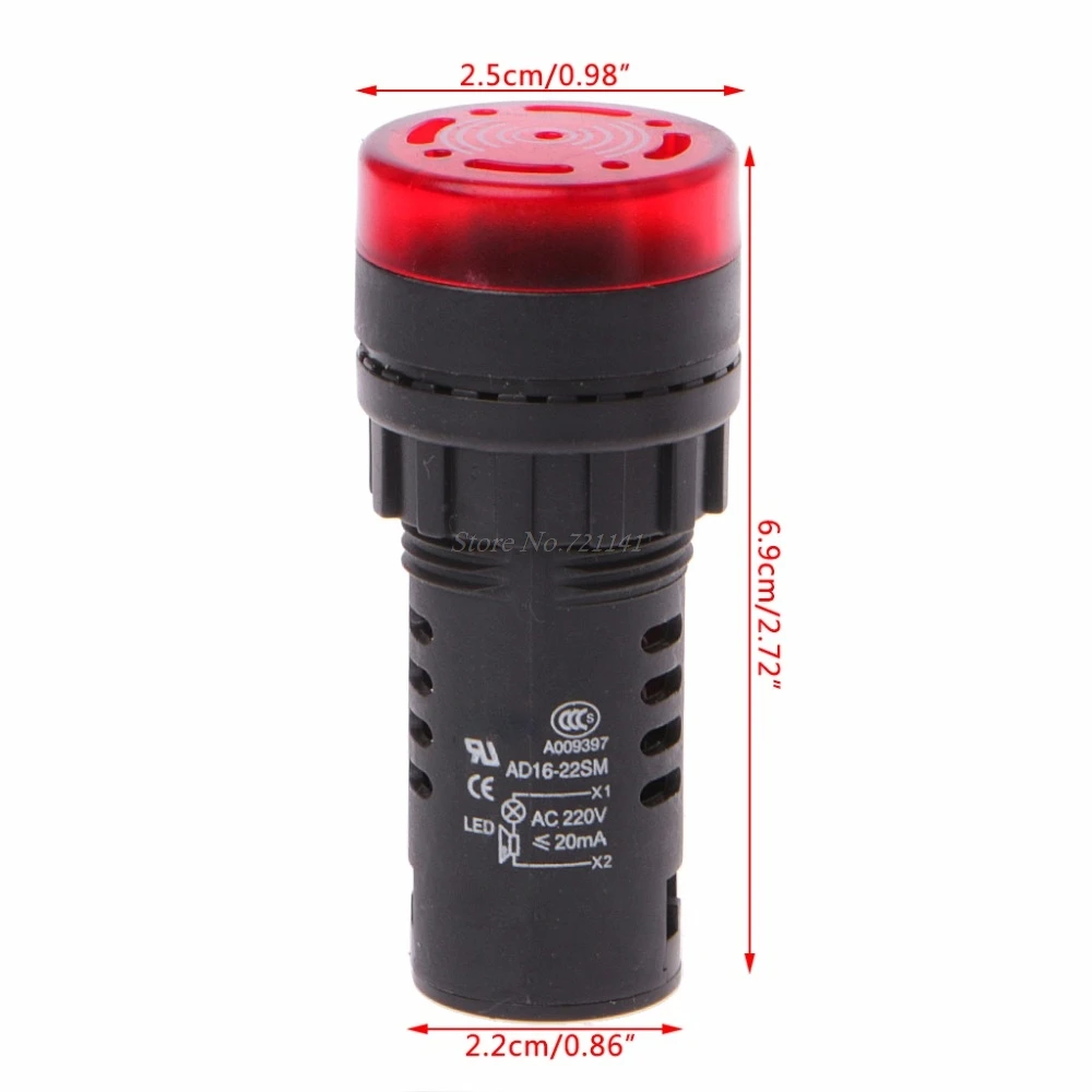 220V AD16-22SM светодиодный световой сигнал Индикатор сигнальная лампа с зуммером красный зуммер лампы и Прямая поставка