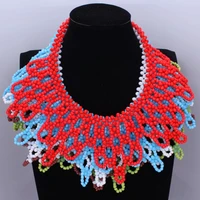 vintage beaded dudo jewelry sets for african women farlena trendy jewelry set red white sea blue green coffee bridal necklace