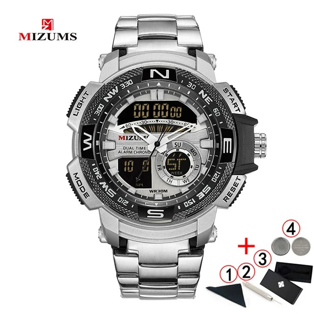 white white with box Relogio Masculino,, золотые часы, мужские, люксовый бренд, золотые, военные, мужские часы, водонепроницаемые, нержавеющая сталь, цифровые наручные часы - Цвет: white white with box