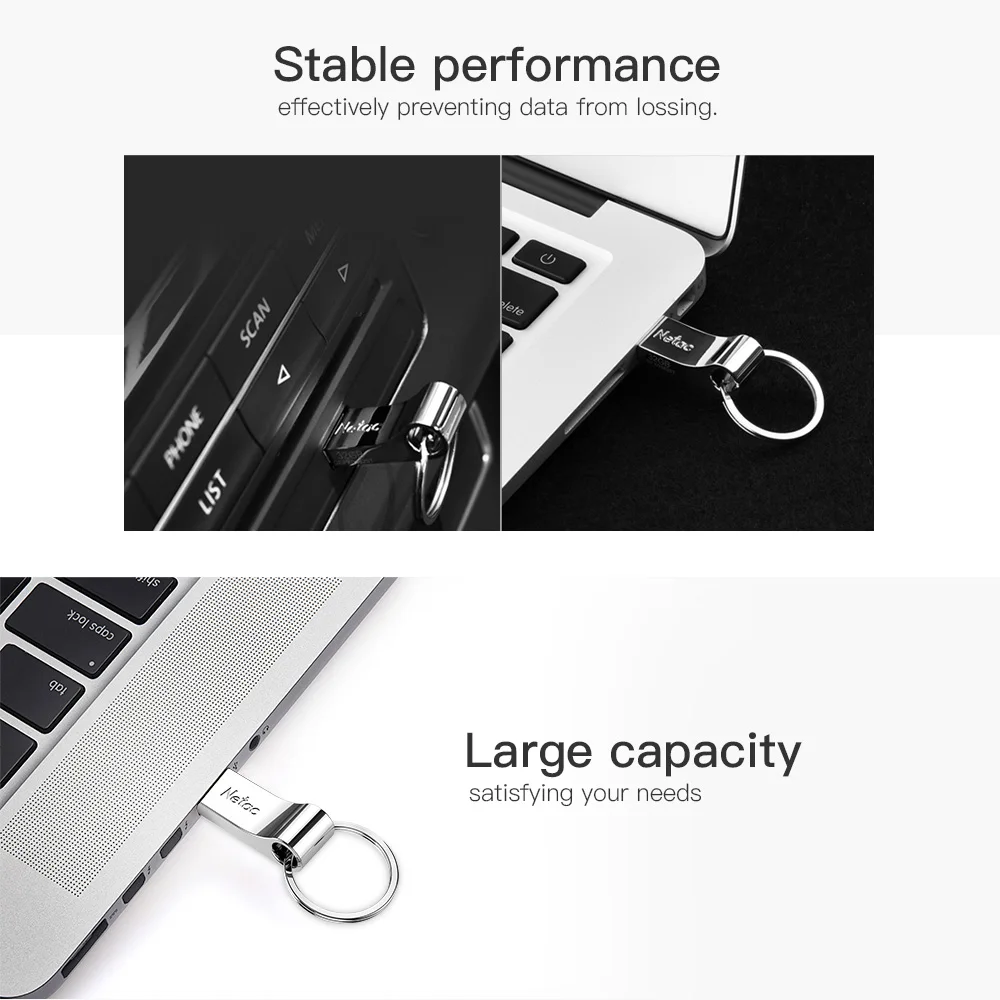 Netac U275 флеш-диск USB 2,0 с кольцом для ключей 8GB 16GB 32 GB Aluninum Alloy Stick USB2.0 8 16 32 GB металлическая Флешка серебристый U диск