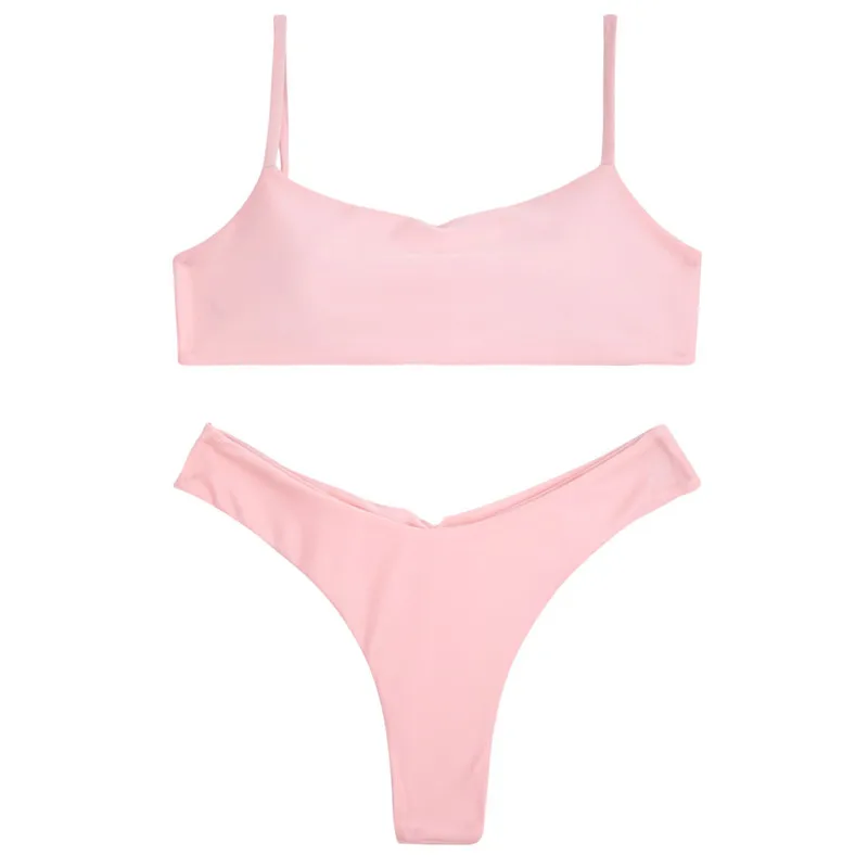 light pink 023 BANDEA, бикини,, женский сексуальный комплект бикини, винтажный Одноцветный купальник, женский купальник, пляжная одежда, бандо, купальник, микро бикини - Цвет: light pink 023