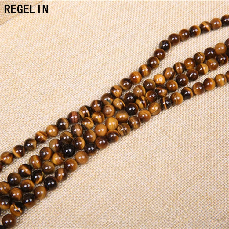 REGELIN 1 нить бусины из натурального камня 4/6/8/10/12/14 мм круглый тигровый глаз камень