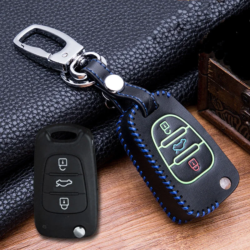 Кожаный светящийся чехол для ключей Hyundai K2/K5/Sonnt8 Elantra Verna Kia Sportage аксессуары