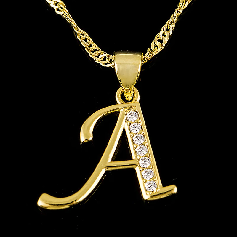 Ethlyn маленькое ожерелье с буквами подарок золотой цвет драгоценным камнем кулон