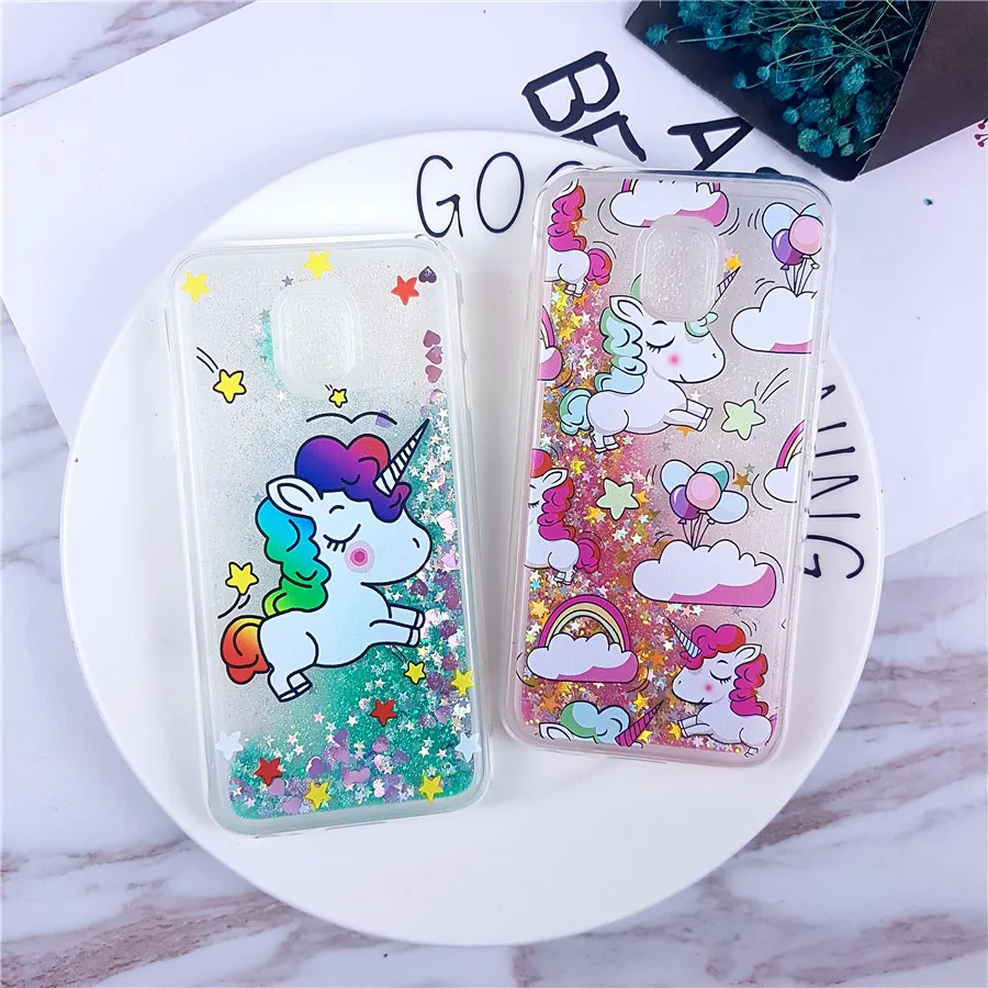 Единорог Жидкий чехол для samsung Galaxy J3 J5 J7 A5 3 7 A6 S9 плюс S8 A8 Note 9 8 чехол для iPhone XS Max 8 7 5 6s плюс
