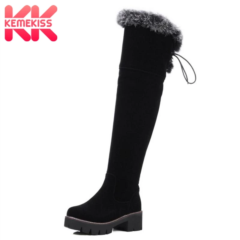KemeKiss/Размеры 33-43 женские зимние сапоги выше колена на плоской подошве с