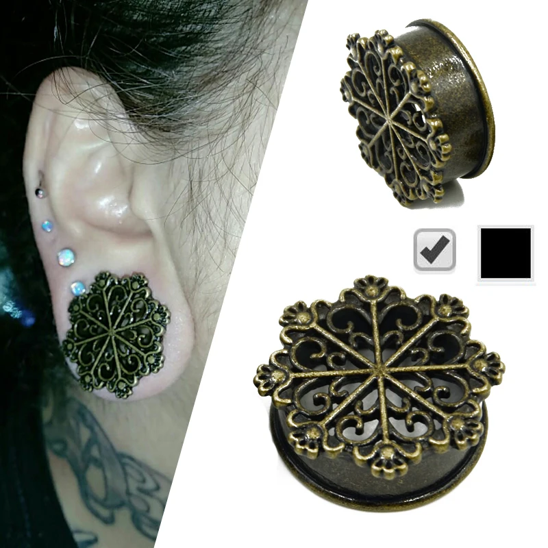 1 пара Латунь Новая мода затычки для ушей туннели мочки уха пирсинг Плоть Туннели